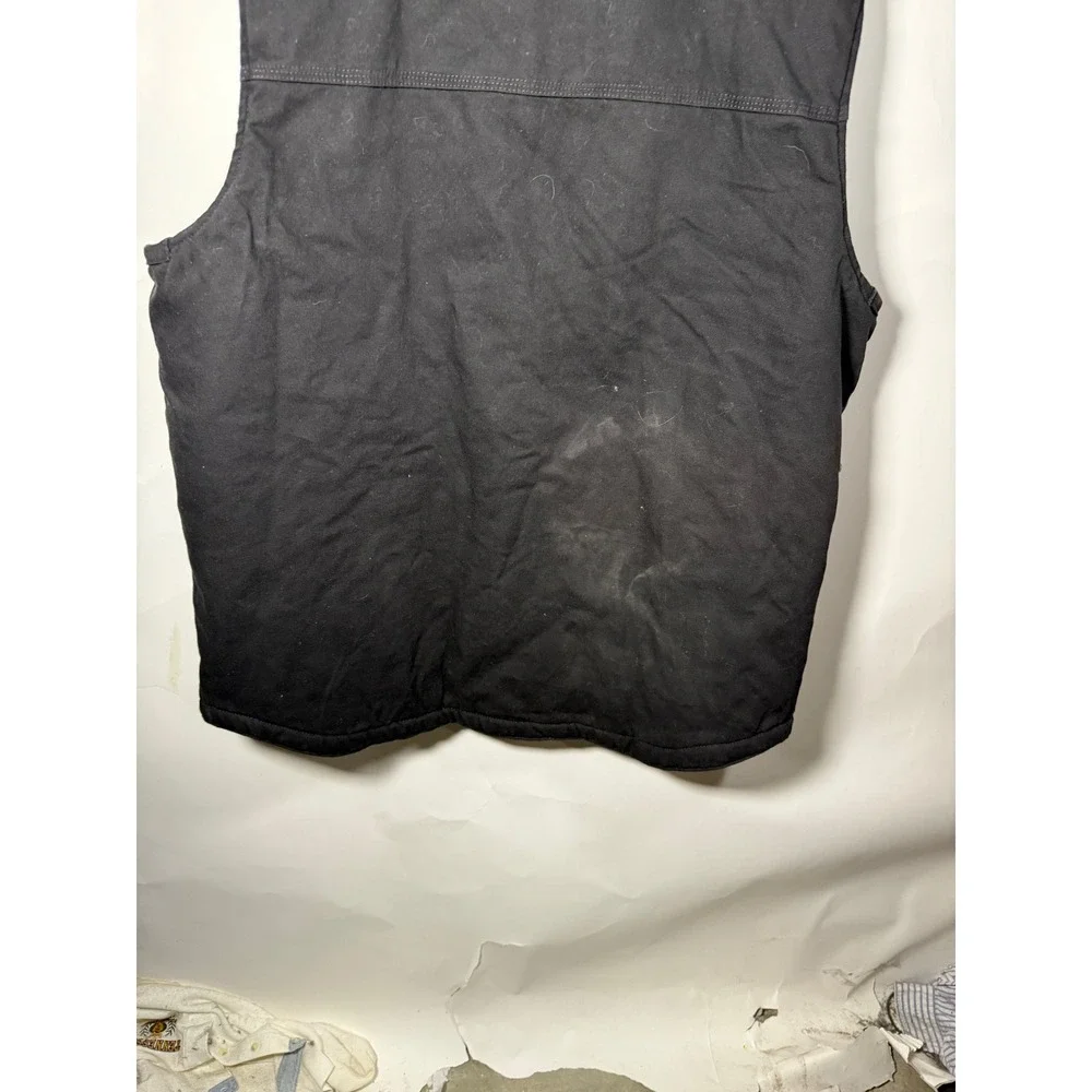 Milwaukee Workwear Black Sherpa Lined Canvas Vest Men's Size XL Full Zip Pockets - Picture 7 of 10